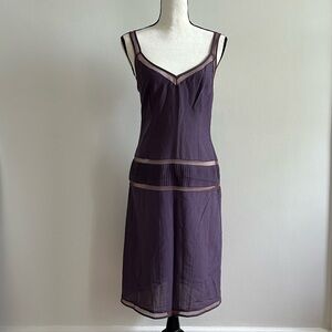 Vintage PRADA slip dress 20s style drop waist lavender cotton silk 42 IT / 6 US